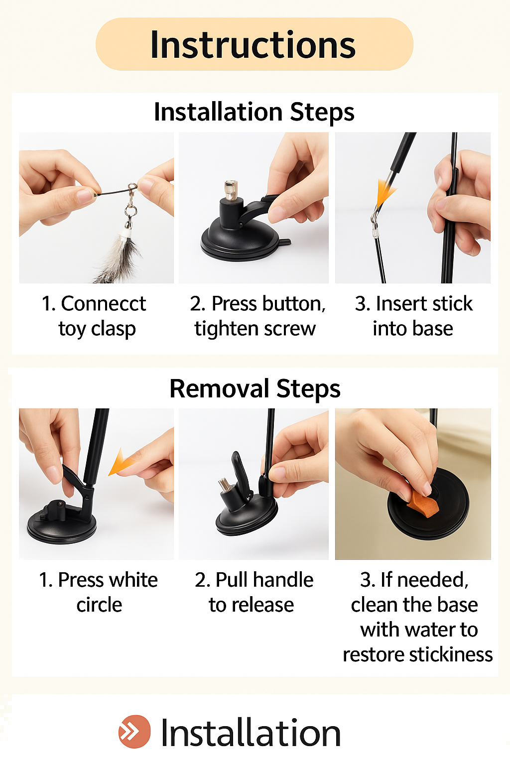 Interactive Cat Teaser Wand with Suction Base & Bell