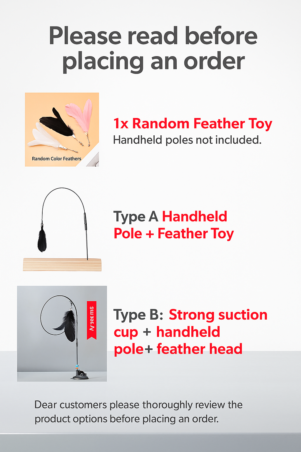 Interactive Cat Teaser Wand with Suction Base & Bell
