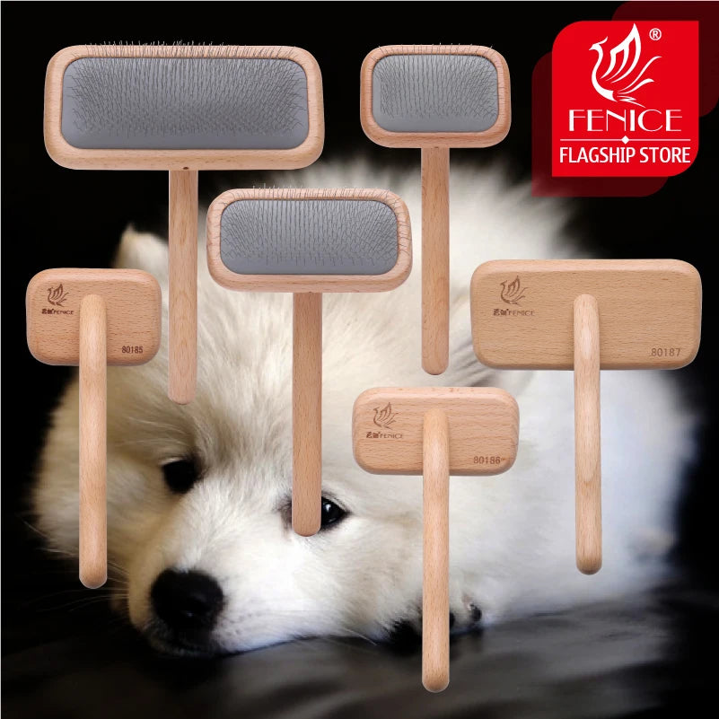 Wooden Handle Needle Comb For Pet