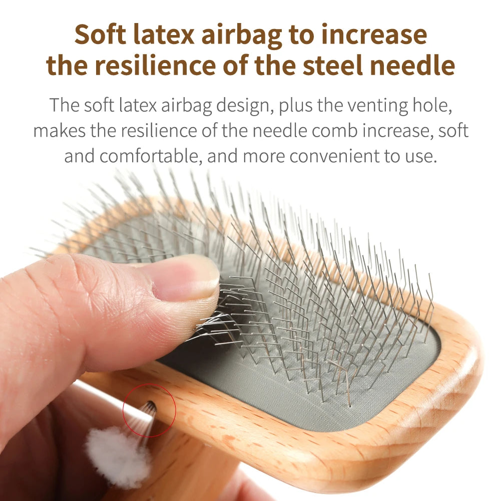 Wooden Handle Needle Comb For Pet